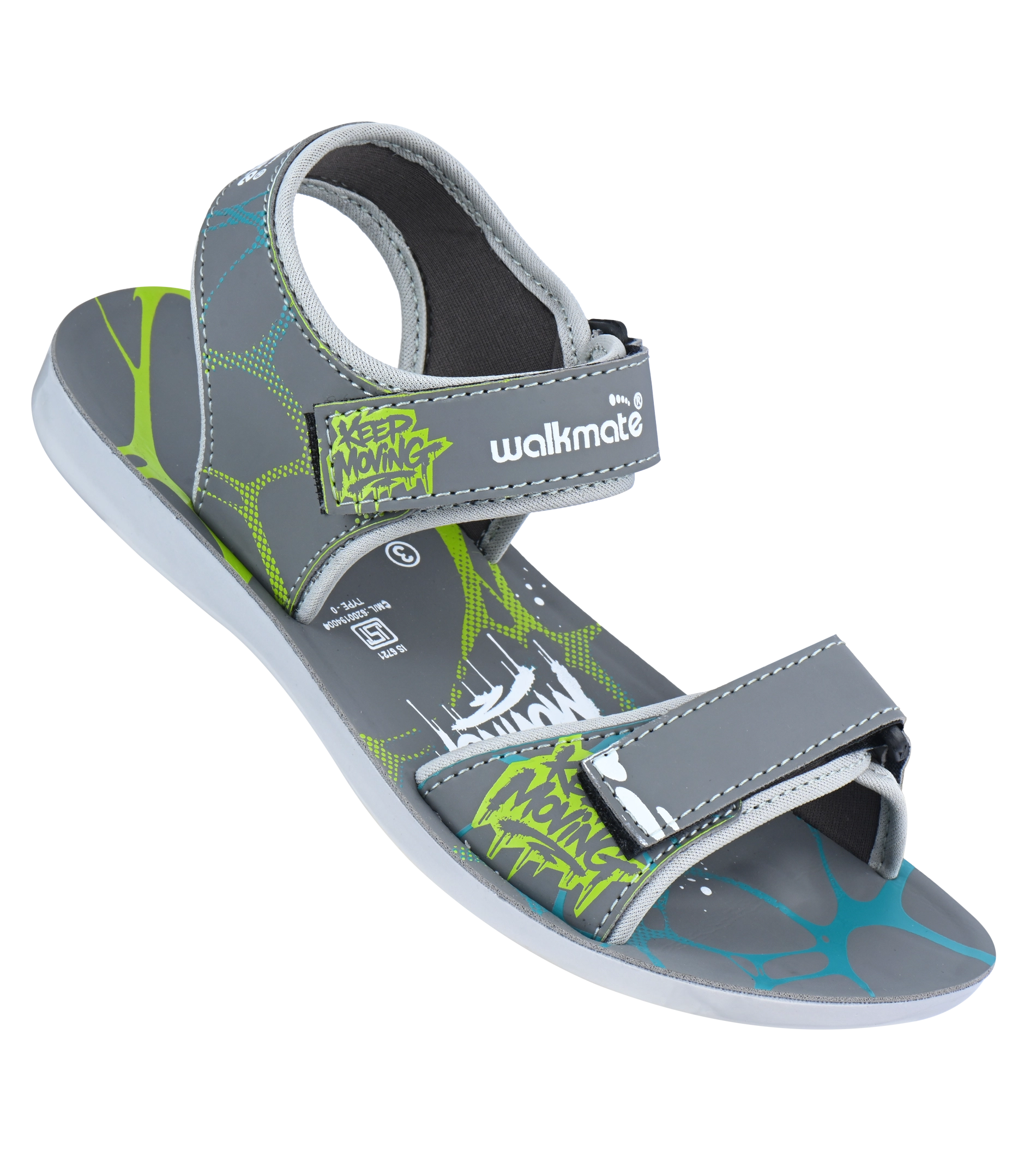 Walkmate Boy's Grey & Blue Sandals-Art No. PK 8515